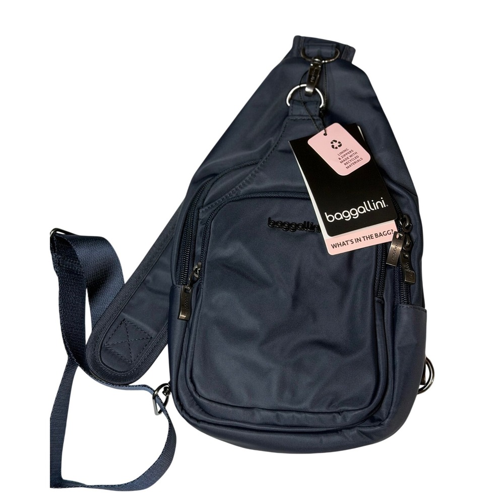 Baggallini Central‎ Park Sling French Navy Water Repellent Adjustable Strap Bag